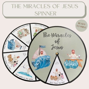Printable The Miracles of Jesus Spinner Wheel, The Miracles of Jesus Craft, Sunday School Craft, Kids Ministry Craft Bible Activity for Kids