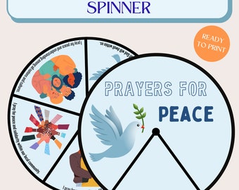 Printable Prayers for Peace Spinner Wheel | Bible Craft for Sunday School | How to Pray Ministry Activity | Memory Game for Kids