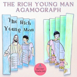 Printable The Rich Young Man Agamograph – Sunday School Craft, Instant Download Bible Activity & Jesus Parable Coloring Template (PDF)
