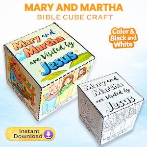 Mary und Martha Cube Craft, Sonntagsschulaktivität (Digitaler Download)
