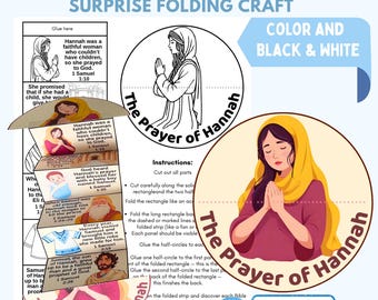 Printable Prayer of Hannah Craft | Sunday School Hannah and Samuel Coloring Booklet | Kids Bible Lesson Activity