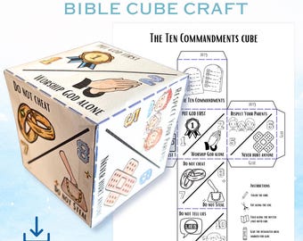 Ten Commandments Cube Craft, Sunday School Activity & Bible Game (Digital Download)