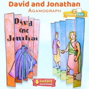 David and Jonathan Agamograph Craft  – Sunday School Bible Story Activity (Instant Download)