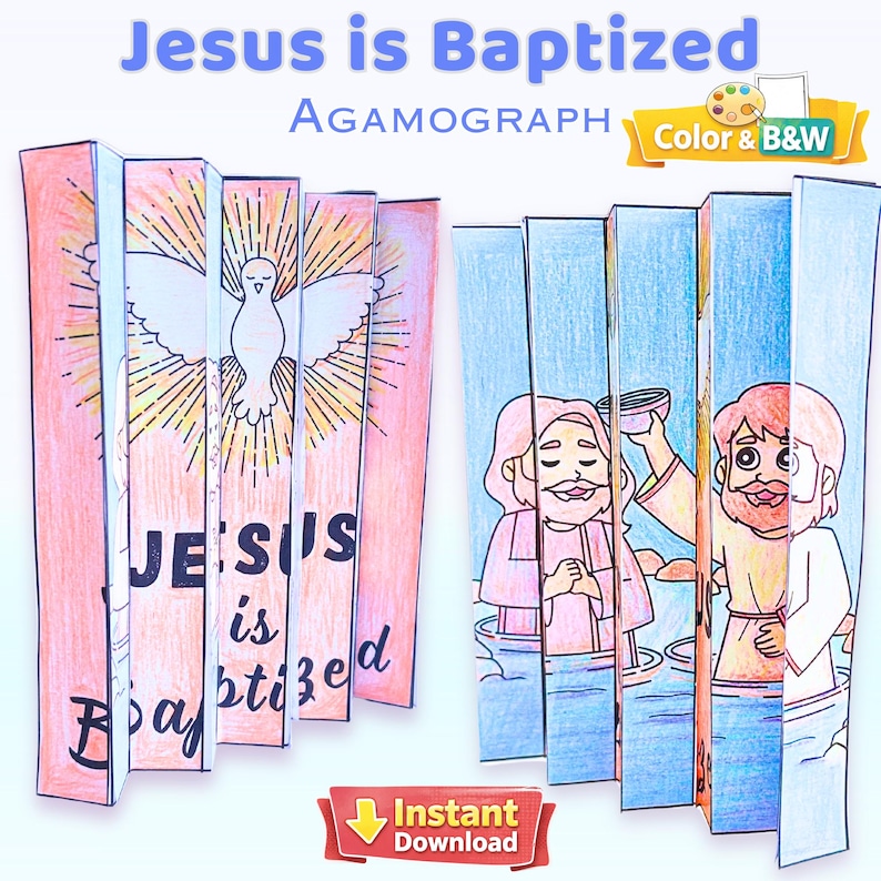 Printable Jesus is Baptized Agamograph Craft, Sunday School Bible ...