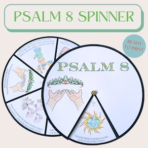 Psalm 8 Coloring Spinner Wheel | Psalm 8 Craft | Sunday School Lesson | Kids Ministry Craft | Bible Activity for Kids | Memorize Psalms