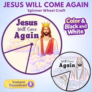 Rueda giratoria "Jesús vendrá otra vez" / Actividad de escuela dominical (Descarga digital)