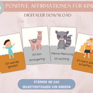 Kinder-Affirmationskarten / Positive Glaubenssätze / Digitaler Download / Motivationskarten für Kinder / Stärkung des Selbstbewusstseins