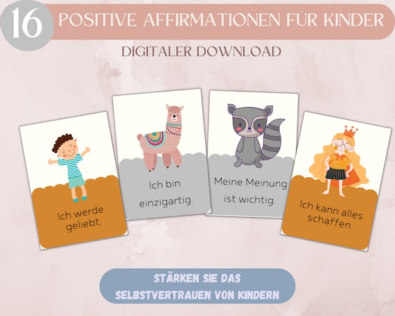 Kinder-Affirmationskarten | Positive Glaubenssätze | Digitaler Download | Motivationskarten für Kinder | Stärkung des Selbstbewusstseins