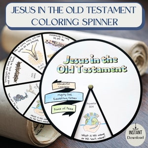 Printable Jesus in the Old Testament Coloring Spinner Wheel | Jesus Sunday School Craft | Kids Ministry Craft | Bible Activity for Children