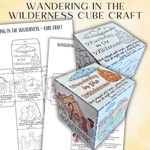 Wandern in der Wildnis Sonntagsschule Cube Craft - Druckbare Bibelaktivität für Kinder | Moses führt Israel nach Kanaan | Manna Food