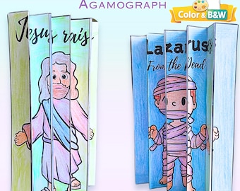 Jesus Raises Lazarus Agamograph Craft – Sunday School Coloring Activity (PDF)