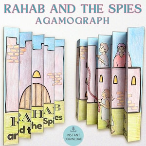 Printable Rahab and the Spies Agamograph, Sunday School Craft & Exodus Bible Story, Jericho Coloring Activity for Kids, Instant Download PDF