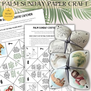 Palm Sunday story for kids| Cootie Catcher| Printable Sunday school Bible activity| Memory Game paper craft| Holy week DIY| Fortune teller
