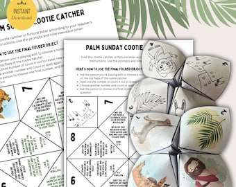 Palm Sunday story for kids| Cootie Catcher| Printable Sunday school Bible activity| Memory Game paper craft| Holy week DIY| Fortune teller