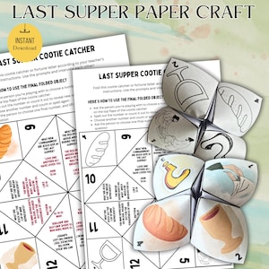 Abendmahl Geschichte für Kinder | Keksfänger | Druckbare Sonntagsschulbibelaktivität | Memory-Spiel, Papiermodell Karwoche DIY| Wahrsagerin