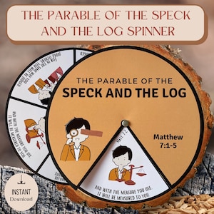 Printable The Parable of the Speck and the Log Spinner Wheel | Judgment-Free Zone Craft | Bible Activity for Kids | Sunday School Craft