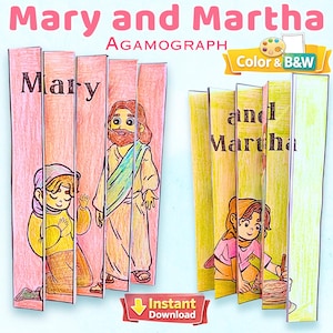 Mary and Martha Agamograph Craft, Sunday School Bible Activity (Digital Download)
