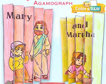 Mary and Martha Agamograph Craft, Sunday School Bible Activity (Digital Download)