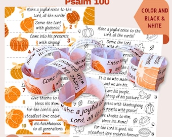 Printable Thanksgiving Gratitude Paper Chain with Psalm 100, Sunday School Craft, Family & Homeschool Activity, Fall Classroom Decoration