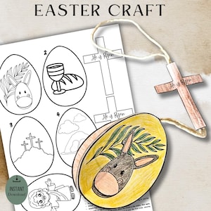 Artisanat d'oeufs d'école du dimanche d'histoire de Pâques, artisanat en papier de coloration d'oeufs de Pâques 3D, il est ressuscité leçon de bible d'enfants semaine sainte téléchargement immédiat activité