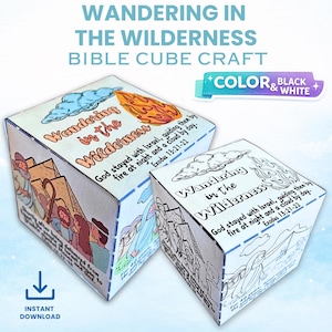 Wilderness Cube Craft – Moses and Israelites Coloring Activity, Exodus Sunday School Lesson (PDF Digital)
