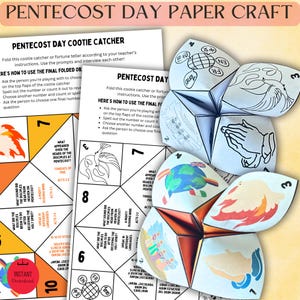 Pentecost day cootie catcher craft for kids| Sunday School activity for kids| Holy Spirit| Printable Bible story| Beginning of the Church