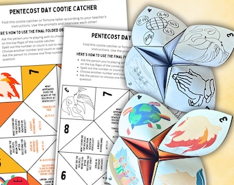 Pentecost day cootie catcher craft for kids| Sunday School activity for kids| Holy Spirit| Printable Bible story| Beginning of the Church
