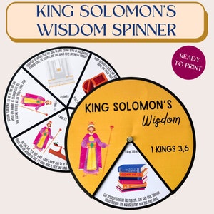 Printable Wisdom of Solomon Spinner Wheel | Sunday School Craft | Kids Ministry Activity | Bible Activity for Kids | Bible Verse Craft