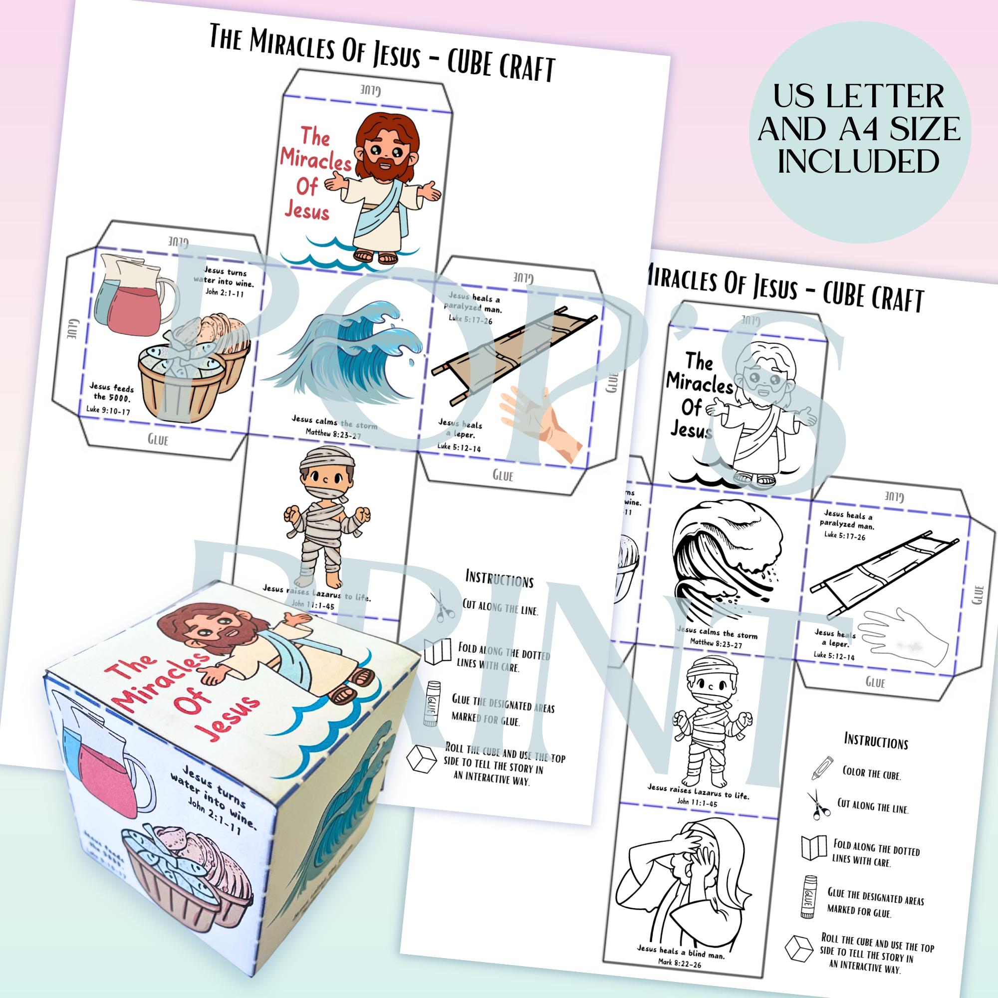 Miracles of Jesus Paper Cube Craft, Sunday School Bible Activity ...