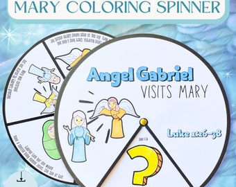 Angel Gabriel Visits Mary Coloring Spinner Wheel | Nativity Craft | Sunday School Craft | Kids Ministry Craft | Christmas Bible Activity