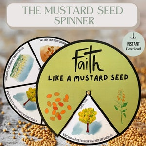 Printable Faith Like a Mustard Seed Spinner Wheel | Sunday School Craft | Bible Activity for Kids | Bible Verse Craft | Memory Game