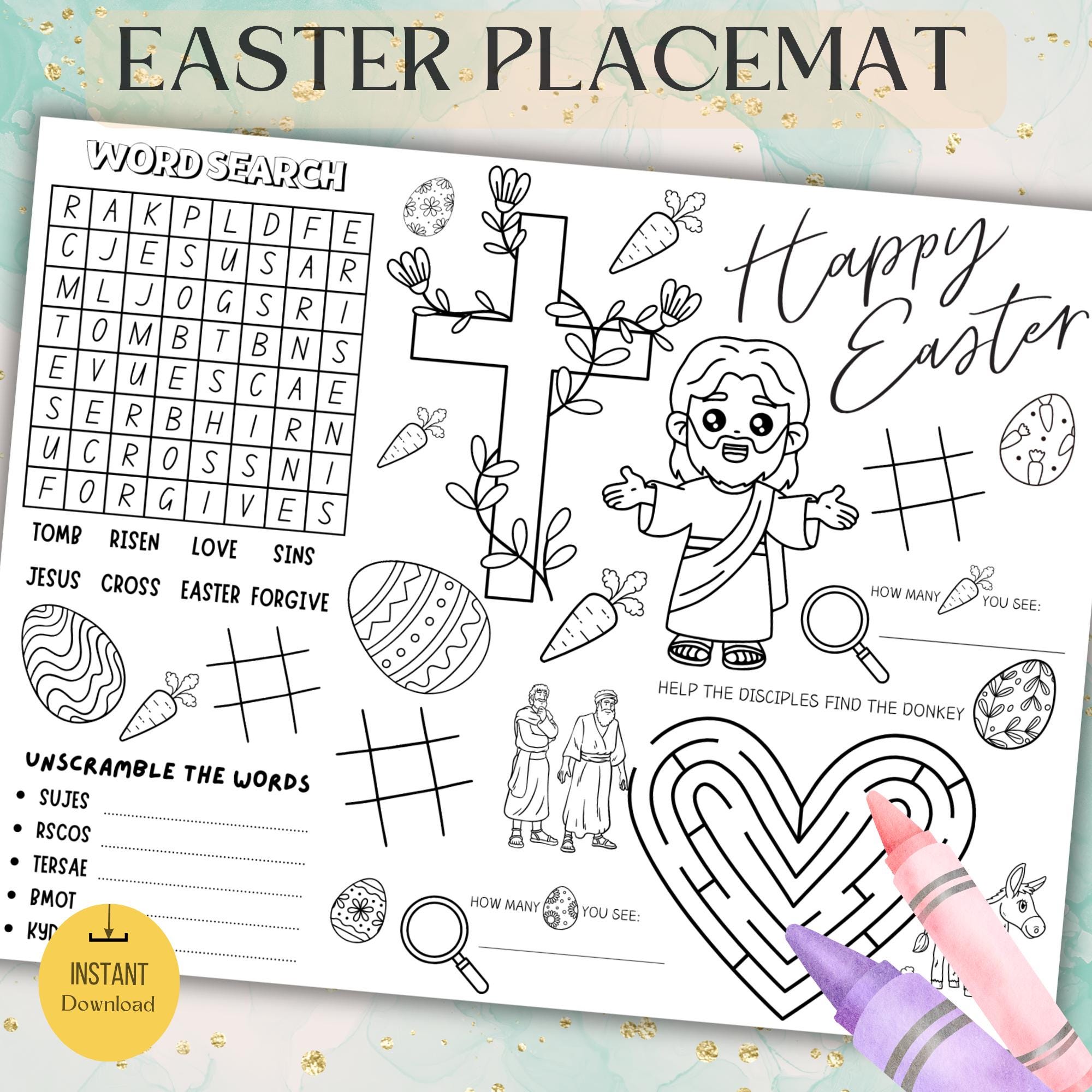 Easter Placemat for Kids| Table Coloring Craft| Sunday School Activity ...