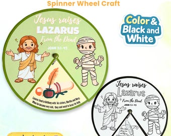 Jesus Raises Lazarus Coloring Spinner Wheel | Sunday School Craft (Digital Download)