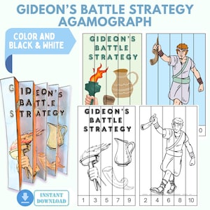 Printable Gideon’s Battle Strategy Craft for Kids, Sunday School & Homeschool Activity, Instant Download Agamograph Coloring Page