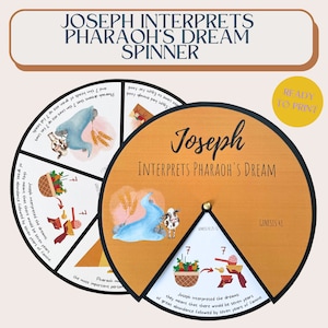 Printable Joseph interpretiert Pharaos Traum Spinnerrad | Sonntagsschule Handwerk | Joseph Bibelaktivität | Joseph Memory-Spiel und Bibellektion