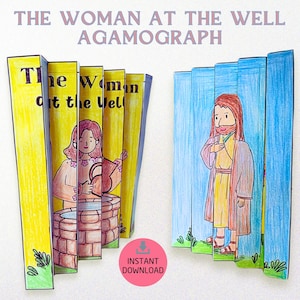 Printable The Woman at the Well Agamograph, Sunday School Craft | Instant Download Bible Activity & Jesus' Teachings Coloring Template (PDF)