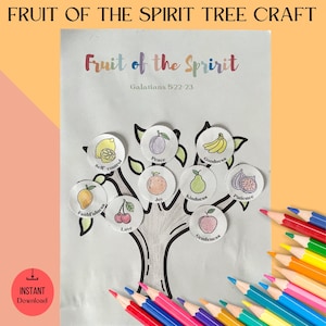 Fruit of the Spirit Tree Sunday School Craft | Kids Ministry Activity | Homeschool Fruit of the Spirit Worksheet & Coloring Pages, PDF Craft