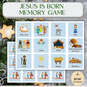 Jesus ist geboren Memory-Spiel | Krippenspiel| Bibelunterricht für Kinder | Weihnachtsaktivität |Homeschool-Aktivitäten| Weihnachten Kita Spiel