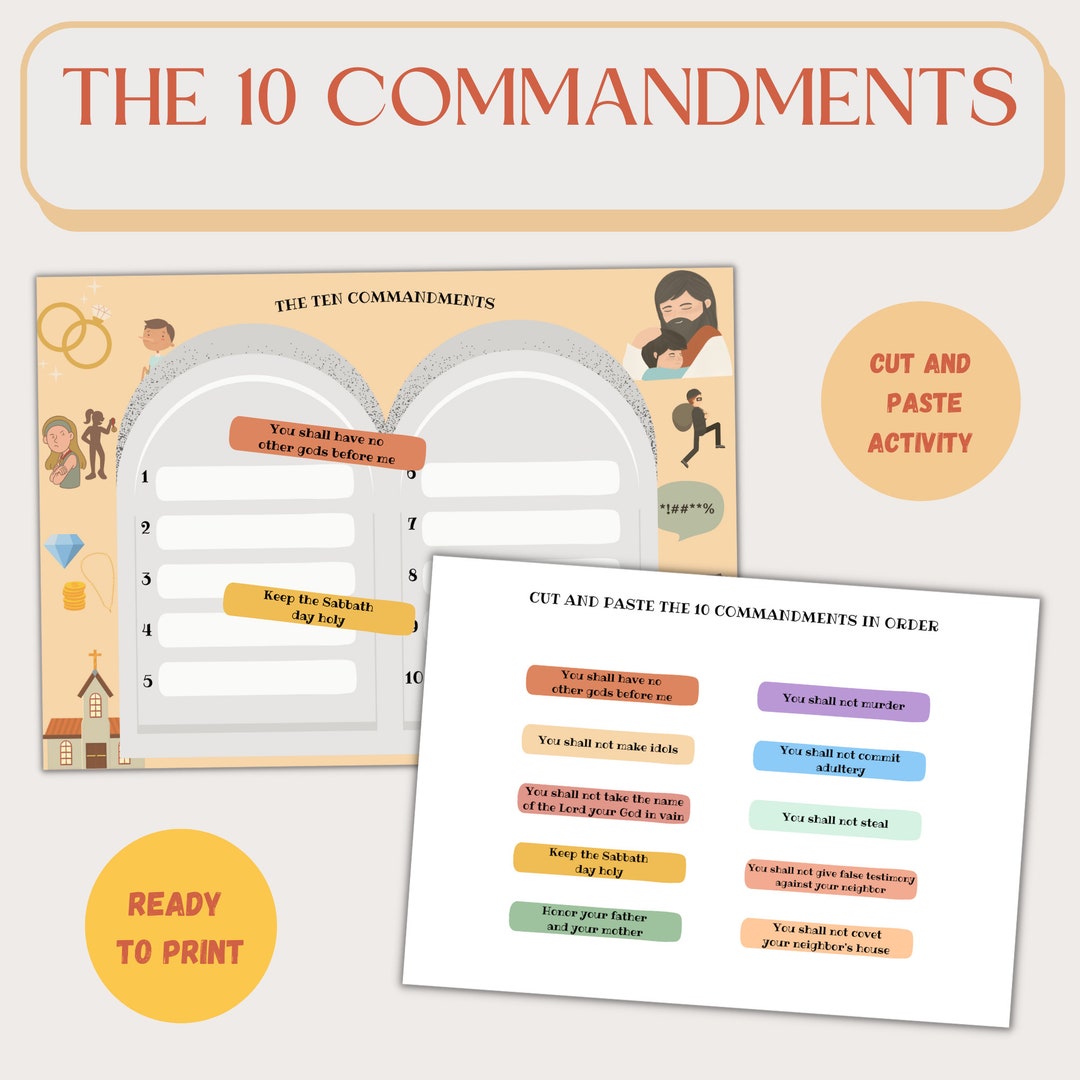 The Ten Commandments Activityhomeschool Bible Activity for Kidskids ...