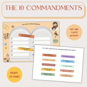 Printable The Ten Commandments Sunday School Craft, Homeschool Bible Project, Kids Ministry Activity Worksheets, Moses and the Table of Law