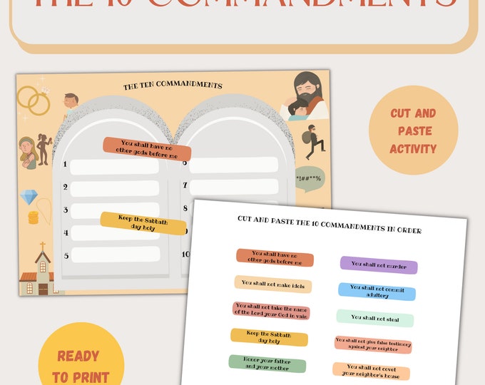 The Ten Commandments Activityhomeschool Bible Activity for Kidskids ...