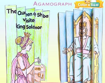 Agamograph Craft Queen of Sheba & King Solomon - Activiteit bijbelverhalen zondagsschool (pdf-patroon)