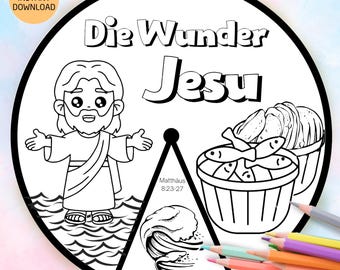Druckbare Sonntagsschul-Bastelvorlage: Die Wunder Jesu, Kindergottesdienst, Ausmalvorlage, Bibelunterricht, Homeschool, kreativer Bastelspaß