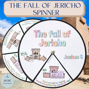 Printable The Fall of Jericho Coloring Spinner Wheel | Jericho Craft | Sunday School Activity |Jericho  Interactive Bible Game for Kids