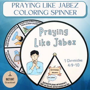 Praying like Jabez coloring spinner wheel| Praying like Jabez craft| Sunday school craft| Kids ministry craftl Bible activity for kids