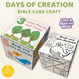 Days of Creation Cube Craft, Bible Story Activity (Digital Download)