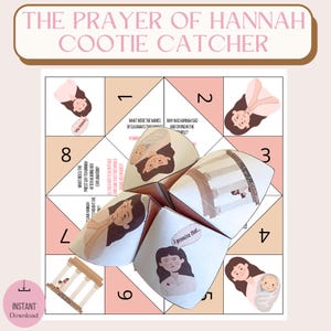 Prayer of Hannah Cootie Catcher - Printable Sunday School Bible Craft, Hannah and Samuel Paper Craft, Bible Verse Project, Memory Game