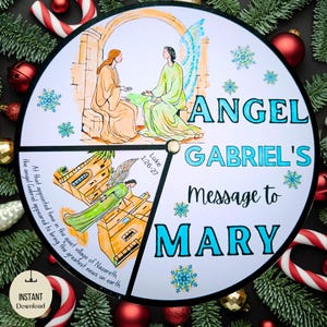 Printable Sunday School Craft: Angel Gabriel&#39;s Message to Mary Spinner Wheel, Christmas Kids Ministry Activity, Nativity Homeschool Project