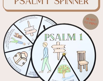 Printable Psalm 1 Coloring Spinner Wheel, Psalm 1 Craft, Sunday School Activity, Kids Ministry Craft, Bible Activity for Kids Memorize Psalm