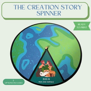 The creation story spinner wheel| The creation craft| Sunday school craft| Kids ministry craft| Kids spinner wheel Bible activity for kids